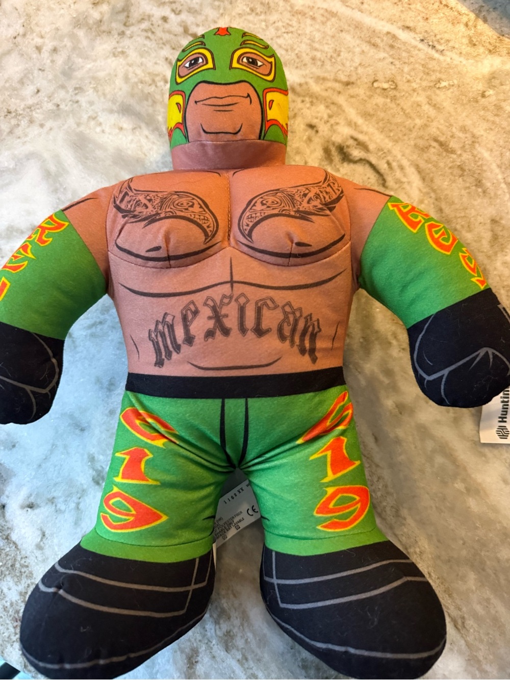 Green Luchador Wrestler Plush Doll - Mexican Tattoo Design